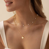 Gold Initial Choker Pearl Necklace